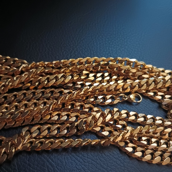 2PK Adorable Hot New 6mm Women's Gold Stylish 24" Precious Steel Necklaces - Picture 4 of 5